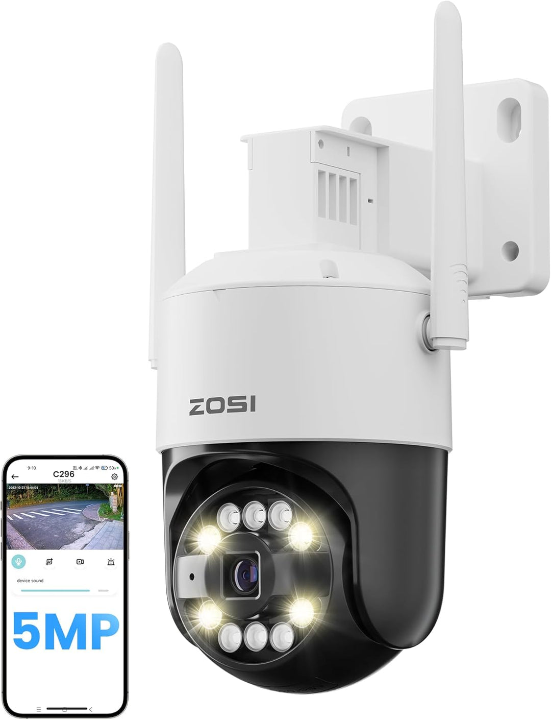 ZOSI 3K Wi-Fi 6 Outdoor Überwachungskamera mit 360° Pan & Neigung, 2,4 GHz WLAN Kamera für Aussen mi