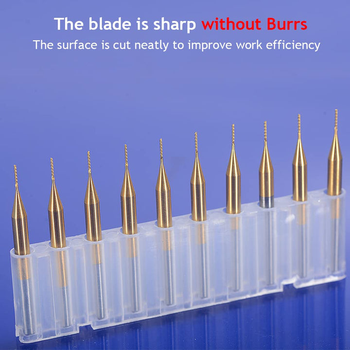 EU_HOZLY Titan beschichtet 0.8mm Leiterplattenfräser CNC Rotary Burrs Packung mit 10, 0.8mm