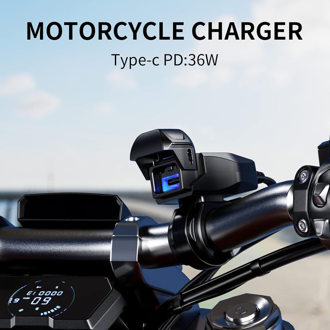 Kewig Motorrad-USB-Ladegerät SAE-auf-USB-Adapter Wasserdichtes Motorrad-Ladegerät, DC 9V-24V Motorra