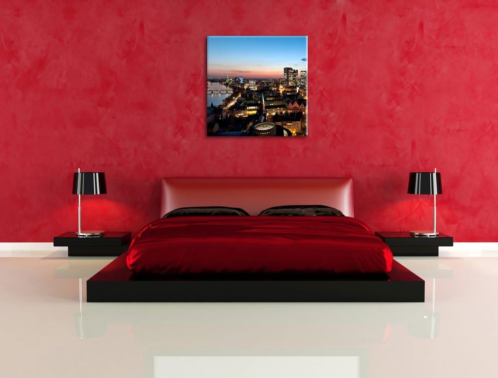 Frankfurt Skyline, Format: 70x70 auf Leinwand, XXL riesige Bilder fertig gerahmt mit Keilrahmen, Kun