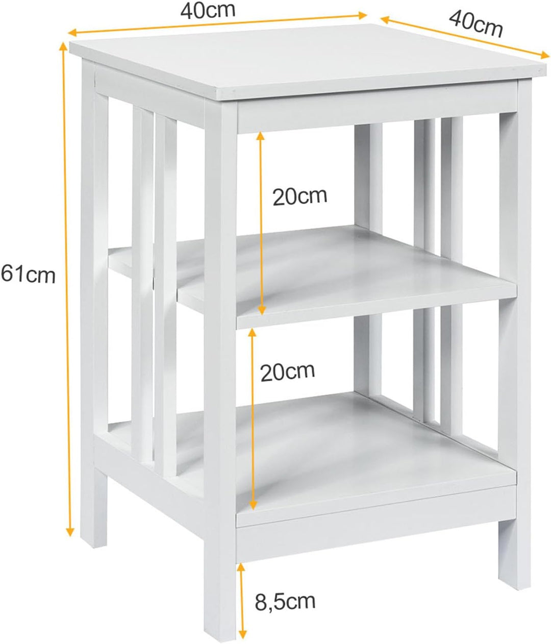 COSTWAY Nachttisch 3 Ebenen, 2er Set Beistelltisch Nachtschrank, Sofatisch Couchtisch für Schlafzimm