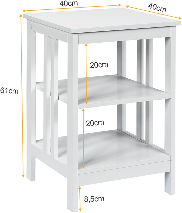 COSTWAY Nachttisch 3 Ebenen, 2er Set Beistelltisch Nachtschrank, Sofatisch Couchtisch für Schlafzimm