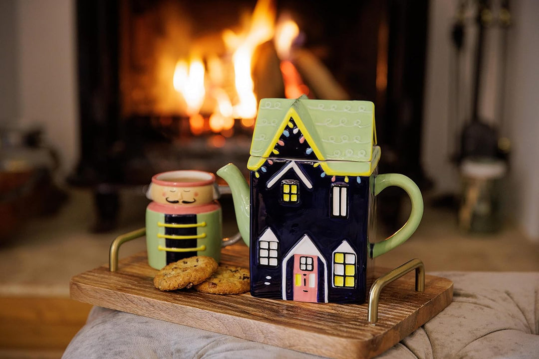 KitchenCraft The Nutcracker Collection Keramik-Teekanne, 1,2 l, in Geschenkbox