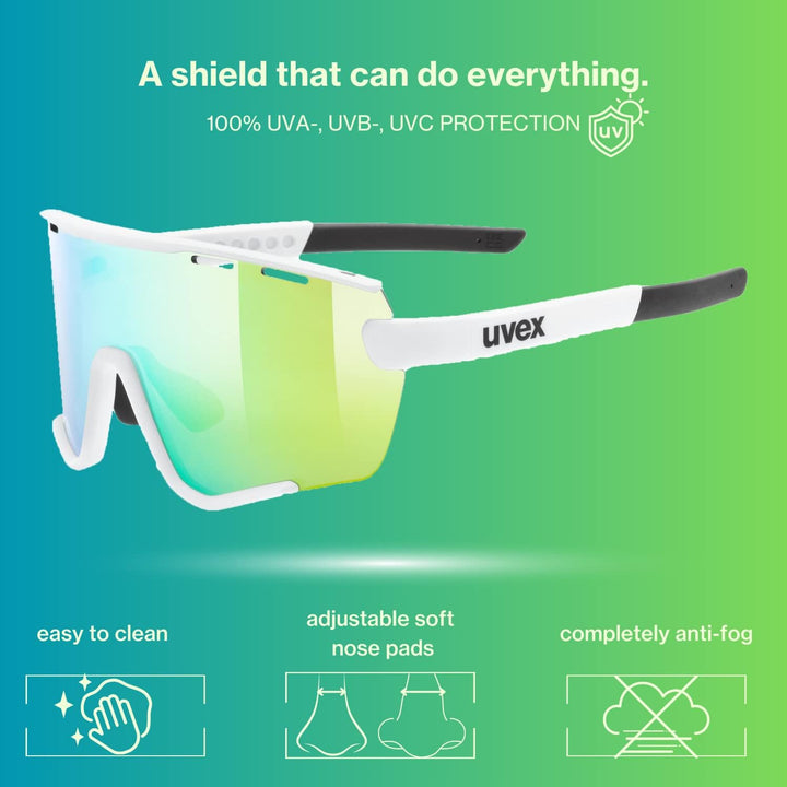 uvex Unisex Sportstyle 236 Set Sportbrille (1er Pack) Einheitsgrösse white mat/green, Einheitsgrösse