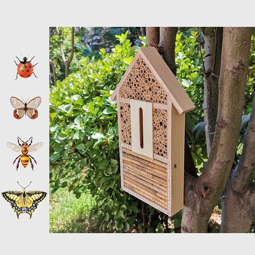 ANCLLO Grosses Bienenhaus Hotel Schmetterlingshäuser Outdoor Multi Qualität Natur Holz Insektenhotel
