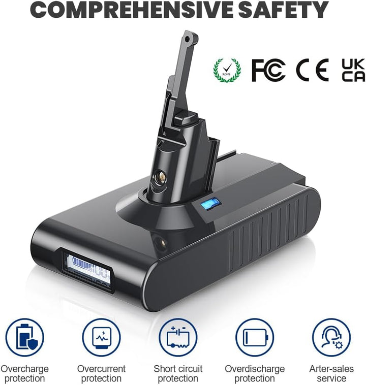 8000mAh/8.0Ah Ersatzakku für Dyson V8 Akku Li-Ionen Batterie für Dyson V8 Animal Absolute Fluffy Mot