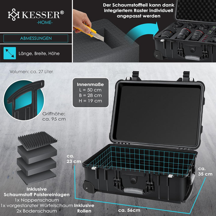 KESSERยฎ Kamerakoffer Transportkoffer Fotokoffer Werkzeugkoffer mit Schaumstoff, Hartschalen-Universa