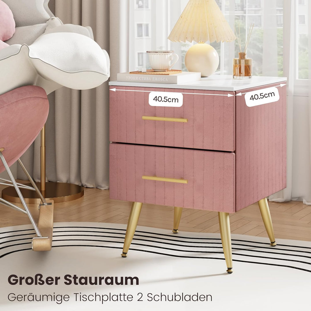 WOLTU Nachttisch Sofatisch Nachtkommode Nachtschrank mit 2 Schubladen für Schlafzimmer Wohnzimmer au