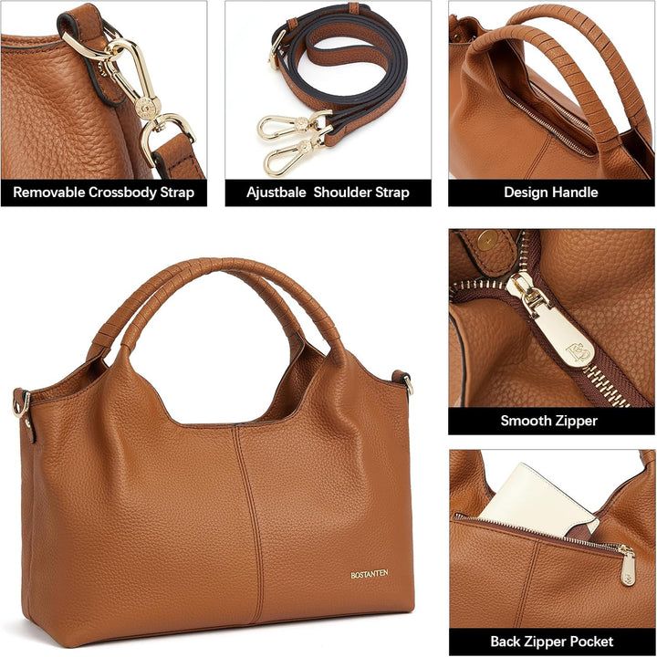 BOSTANTEN Damen Weiches Leder Handtaschen Gross Schultertasche Designer Frauen ledertaschen 2411-bra