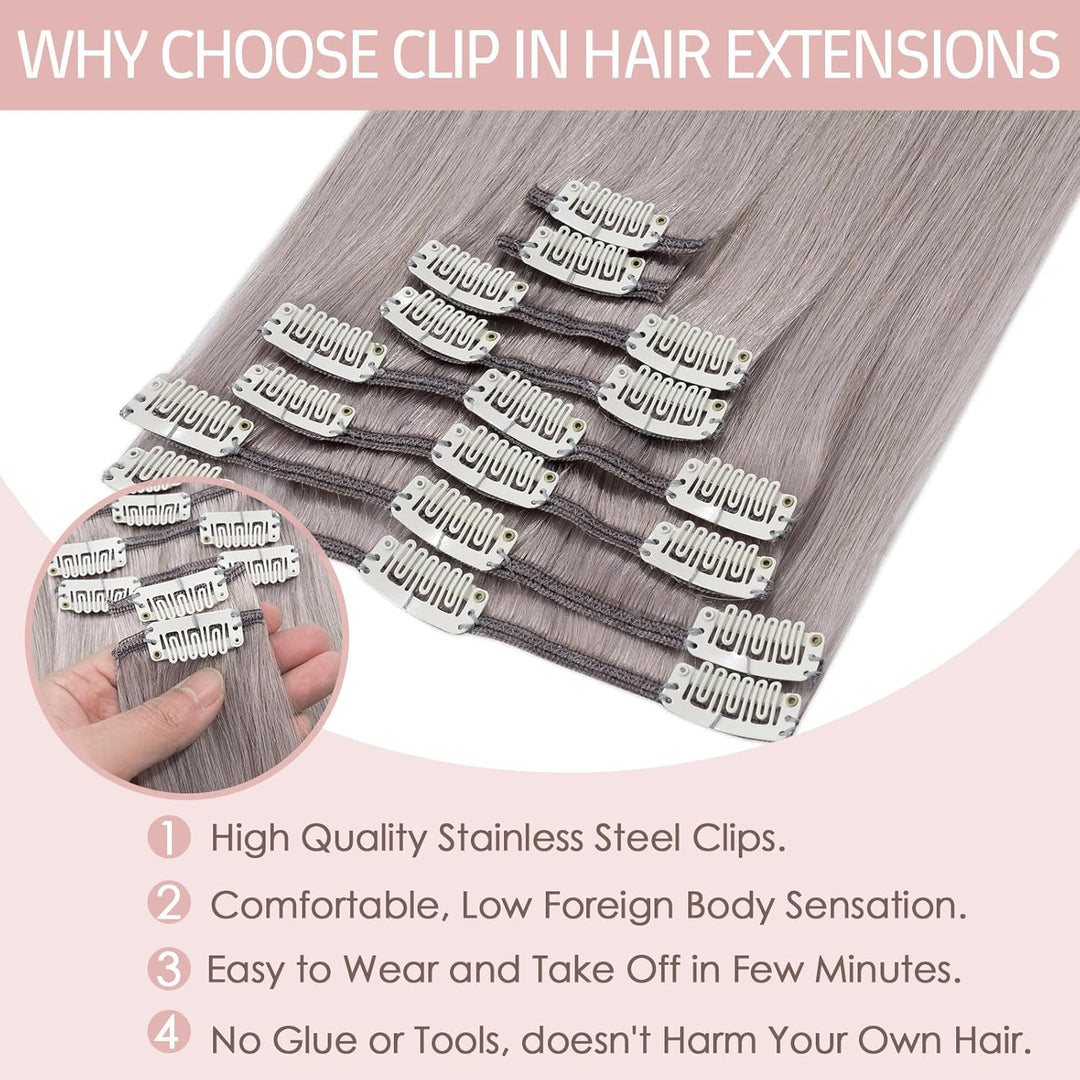 Silk-co Echthaar Clip In Extensions 8 Tressen 18 Clips 50g, Hair Extensions, Remy Echthaar Clip In E