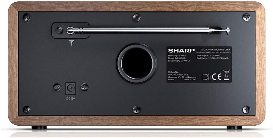 SHARP DR450 Digitalradio (DAB/DAB+/FM mit RDS, Bluetooth, Wecker-Funktionen, 6 Watt), braun Mono Dig