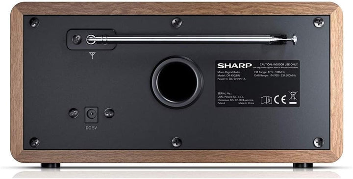 SHARP DR450 Digitalradio (DAB/DAB+/FM mit RDS, Bluetooth, Wecker-Funktionen, 6 Watt), braun Mono Dig