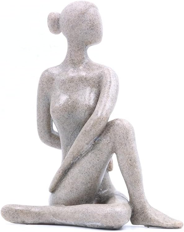 ANCLLO Statuen Skulptur Figuren Statuetten Kreative Harz Seitlich Gebet Yoga Mädchen Charakter Figur