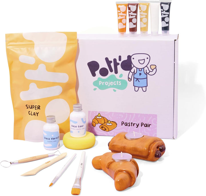 Pott'd Mini-Töpfer-Sets | Lufttrocknendes Töpferset für Erwachsene | Mit Farben, Töpferwerkzeugen un
