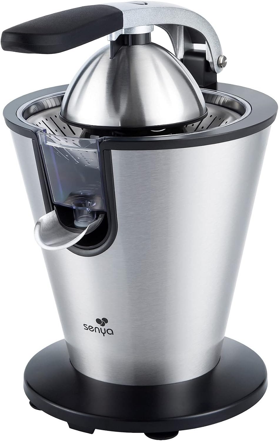 SENYA Elektrische Zitruspresse, Hebelarm, Edelstahl, 0,7 l, 160 W, Edelstahl, Schwarz
