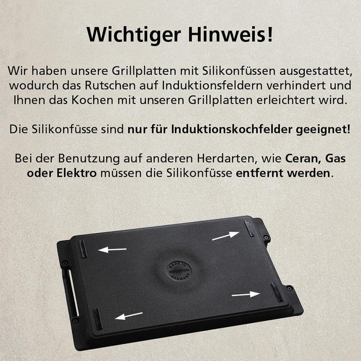 Eurolux geriffelte Grillplatte 41 x 24 cm - induktive vollflächig gerillte Servierplatte Aluguss bes