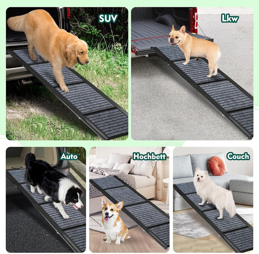 Extra Lang 170cm Hunderampe Auto Klappbar,Hundetreppe Auto mit High Traction Teppichoberflรคch,rutsch