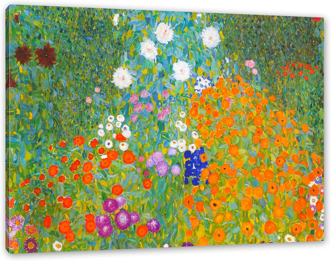 Gustav Klimt - Bauerngarten als Leinwandbild / Grösse: 120x80 cm / Wandbild / Kunstdruck / fertig be