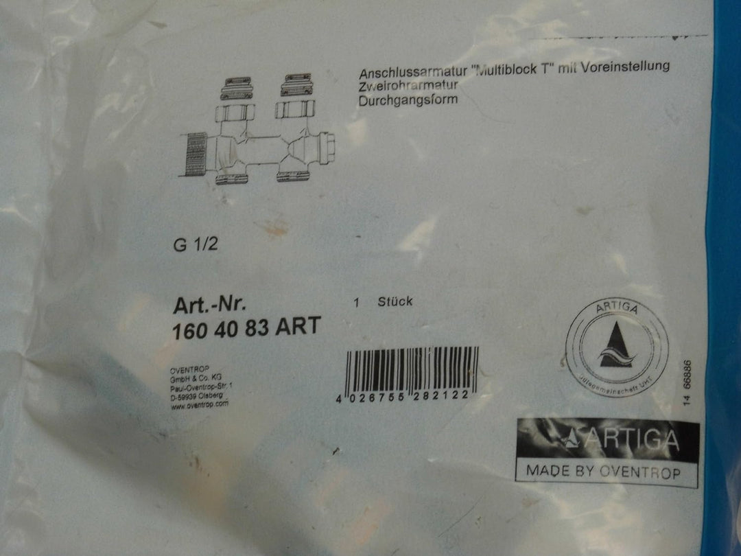 Oventrop Multiblock T Anschlussarmatur Durchgang mit Voreinstellung DN 15 (1/2") 50 mm