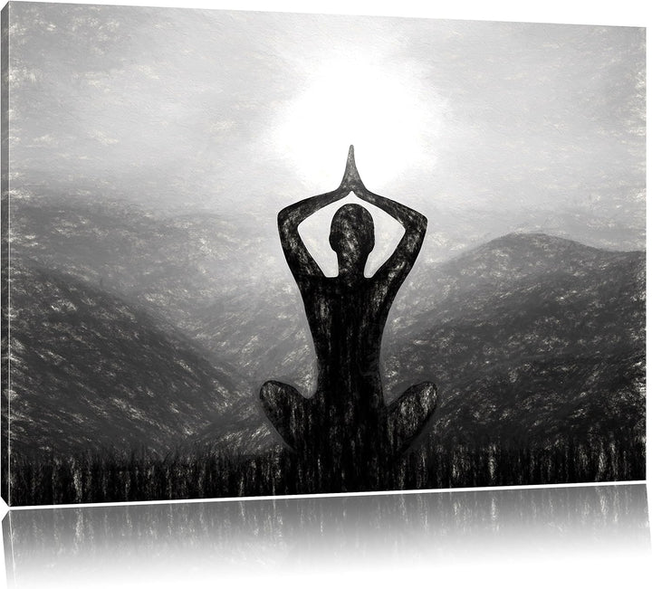 Pixxprint Yoga und Meditation als Leinwandbild/Grösse: 100x70 / Wandbild/Kunstdruck/fertig bespannt,