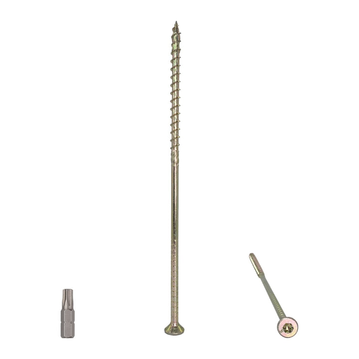 (60 Stück) Universal gelb verzinkter Stahl 6,0 x 180 mm Holzschrauben Torxkopf Senkkopf Spanplattens