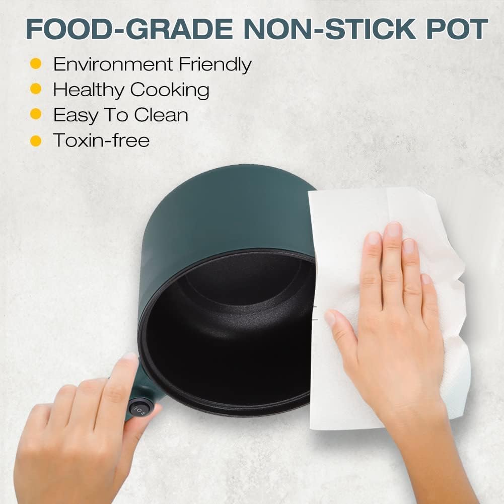 Elektrischer Hot Pot, Mini-Ramen-Kocher 1,8 L Schnellnudelkocher Antihaft-Sauté-Pfanne Mini-Topf 2 T