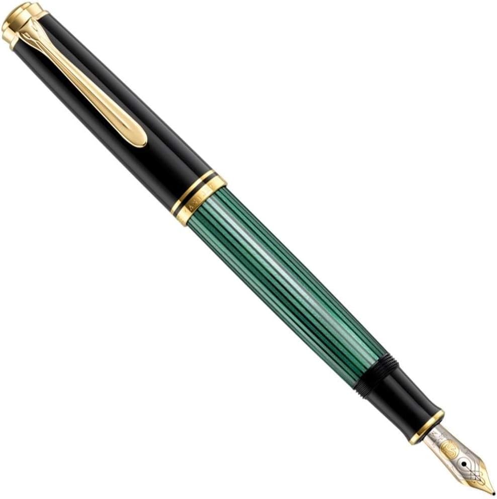 Pelikan Kolbenfüllhalter Souverän M 600 schwarz/grün Bicolor-Goldfeder EF Federbreite EF, Federbreit