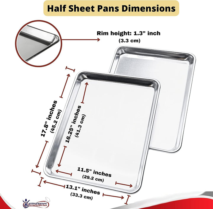 KITCHENATICS Premium-Qualität, halbe Backbleche, antihaftbeschichtet, Backbleche zum Backen, ofenfes