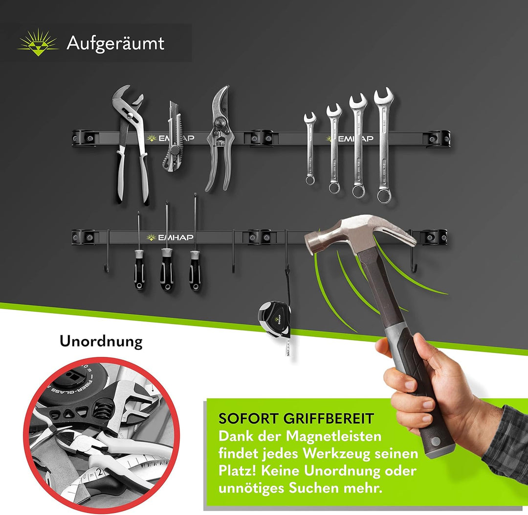 EMHAPยฉ Magnetleisten Werkzeughalter EXTRA STARK 4er Set je 46CM lang Universal Magnetschiene Werkzeu