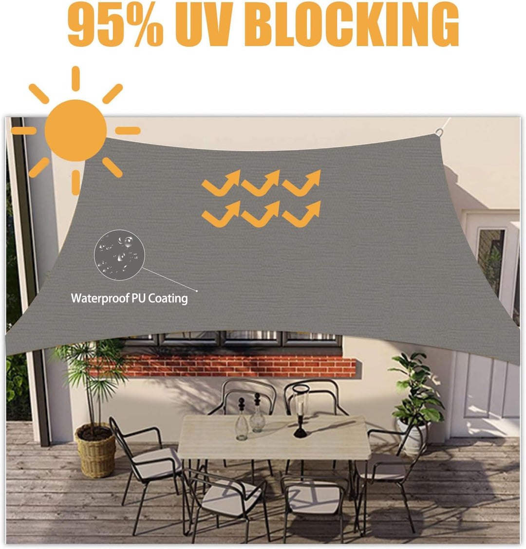 HOMPER Sonnensegel Wasserdicht Sonnenschutz, Oxford-Gewebe, UV-Schutz, für Balkon Terrasse Garten Ca