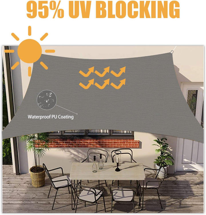 HOMPER Sonnensegel Wasserdicht Sonnenschutz, Oxford-Gewebe, UV-Schutz, für Balkon Terrasse Garten Ca