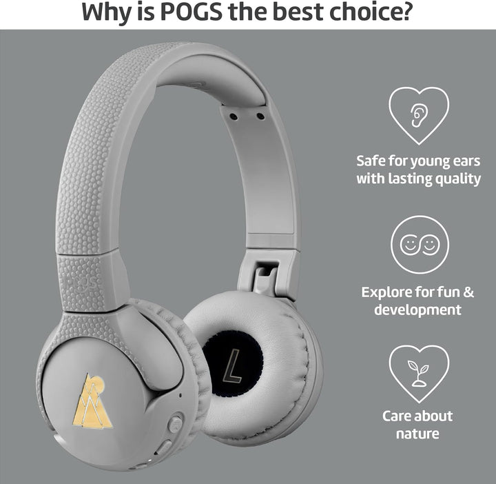 POGS Drahtloser Bluetooth Kinderkopfhörer | The Gecko 2 | Faltbarer robuster Kinderkopfhörer ab 3 Ja