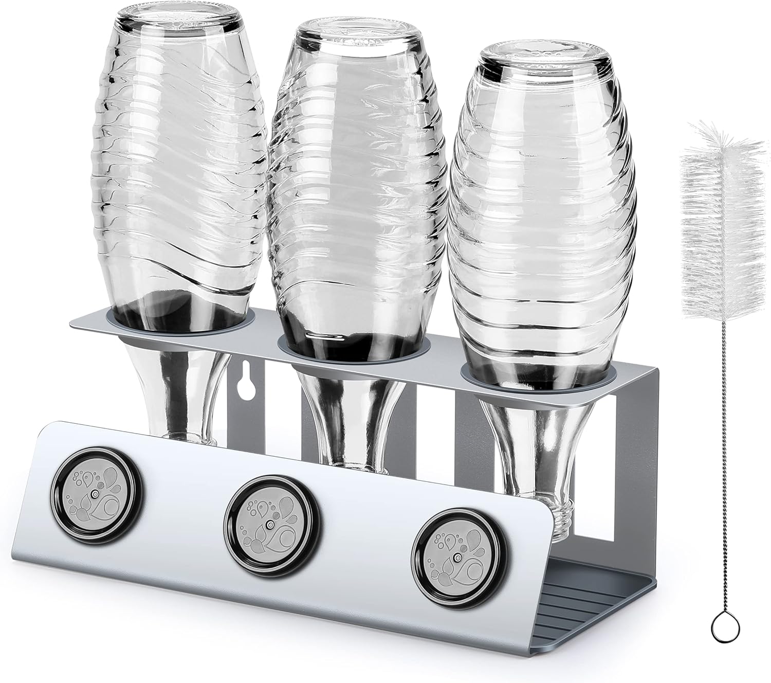 Vinlley Soporte De Goteo Para Botellas SodaStream | Para 3 Botellas Con Bandeja Extraíble | Compatible Con Crystal Y Emil | Color Negro