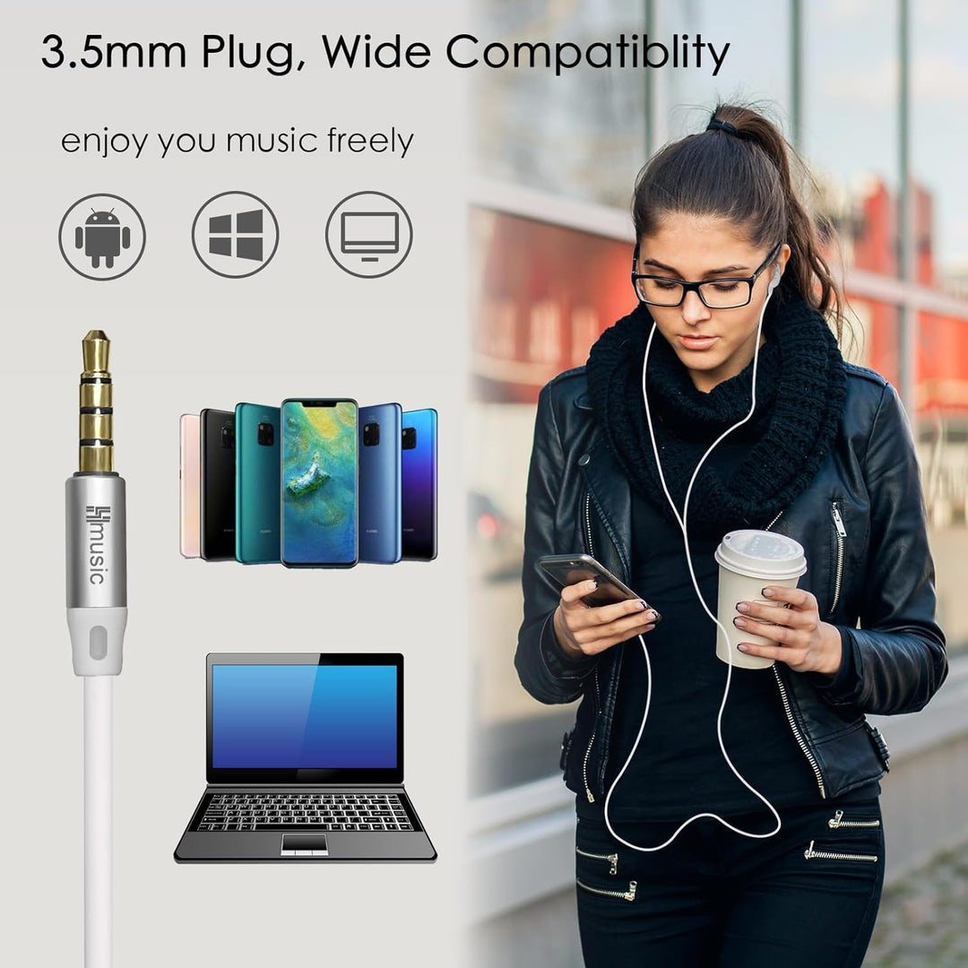 Hmusic Schlaf-Ohrstöpsel, kabelgebunden, Ultraleicht, weiches Silikon-Ohrstöpsel, 3,5 mm Kopfhörer m