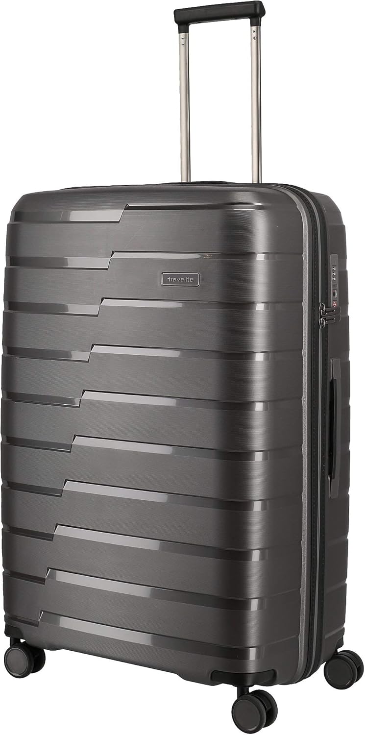 travelite 4-Rad Koffer L mit TSA Schloss, Gepäck Serie AIR BASE: Funktionaler Hartschalen Trolley im