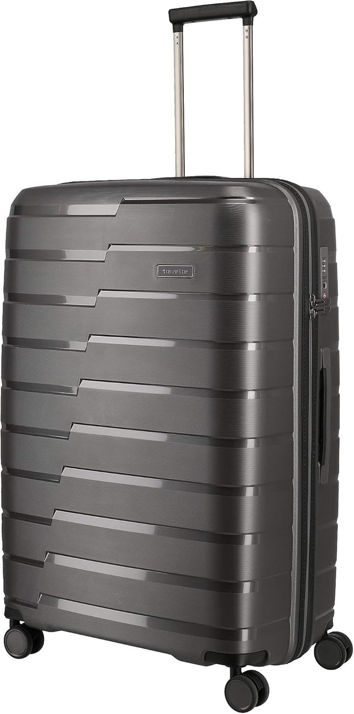 travelite 4-Rad Koffer L mit TSA Schloss, Gepäck Serie AIR BASE: Funktionaler Hartschalen Trolley im