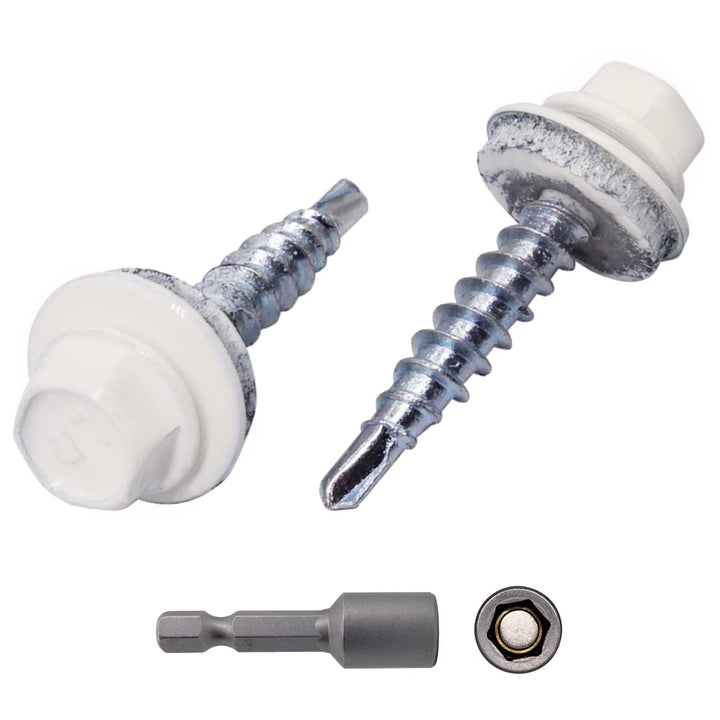 (250 Stück) Metall Dachschrauben 4,8 x 28 mm lackierte selbstbohrende Schrauben mit EPDM Unterlegsch