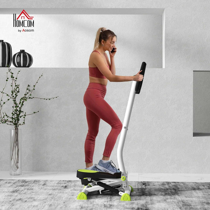 HOMCOM Stepper Fitness Swing Stepper mit LCD-Schirm und Handgriff Hometrainer für Zuhause bis 100 kg