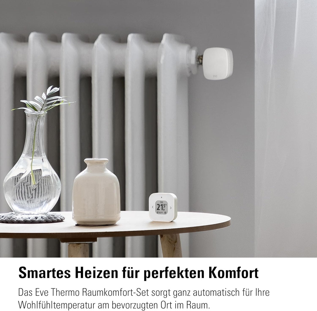 Eve Thermo – Raumkomfort-Set für Räume mit 1 Heizkörper, inkl. 1 Thermo Control, für Apple Home, Mat