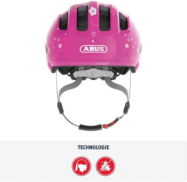 ABUS Kinderhelm Smiley 3.0 - Fahrradhelm mit tiefer Passform, kindergerechten Designs & Platz für ei