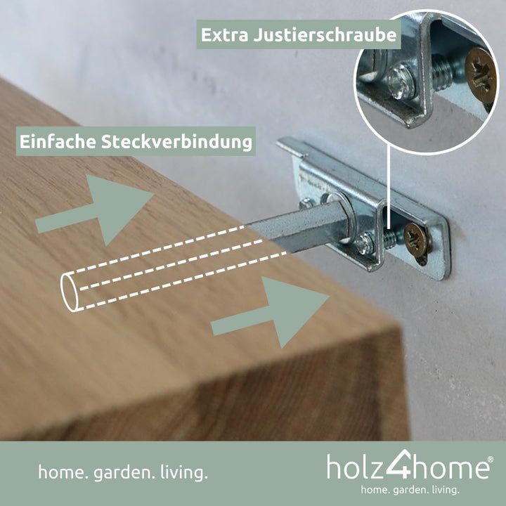 holz4home® Wandregal ohne Baumkante 40 cm Länge, Hellgrau Geölt I Schweberegal mit Befestigung im mo