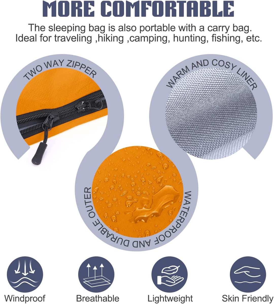 Lixada Schlafsack 3-4 Jahreszeiten Ultraleicht Sleeping Bagfür Kinder und Erwachsene, Camping, Wande