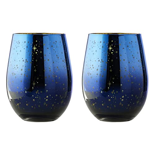 ARTLAND Set mit 2 Galaxy-Bechern, Blau/Goldfarben Trinkgläser, Trinkgläser