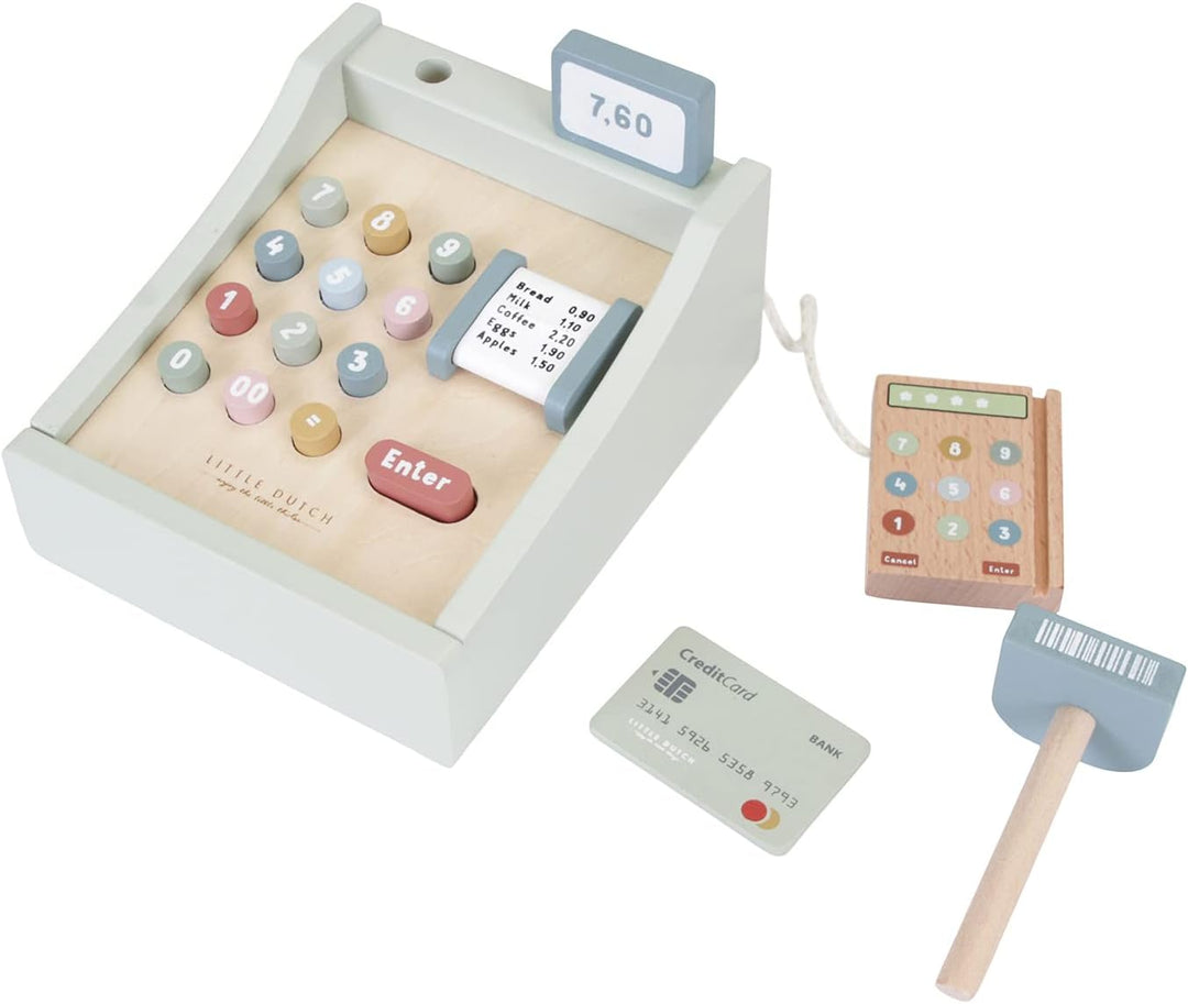 Little Dutch FSC Holz Spielkasse mit Scanner und Zubehör (Mint), Mint