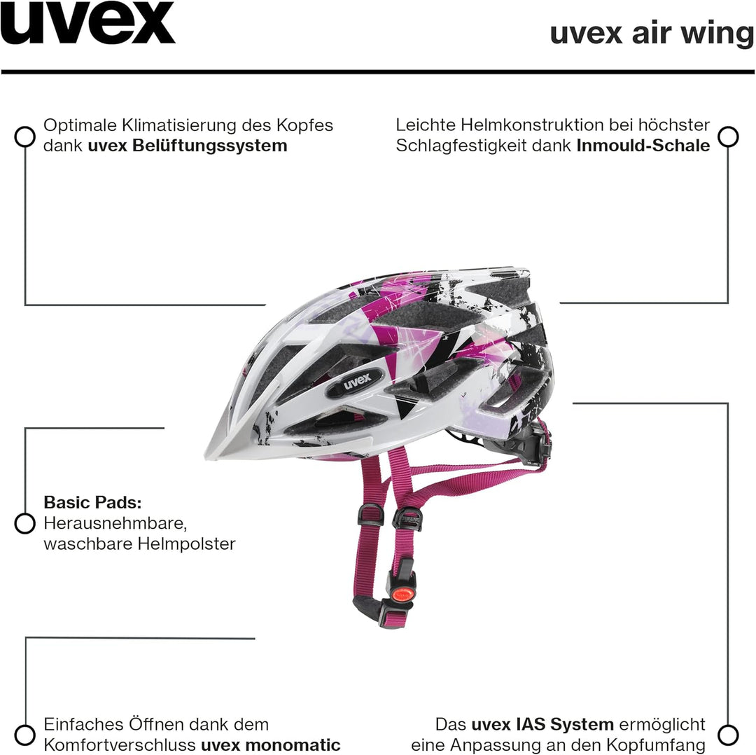 uvex air wing - leichter Fahrradhelm für Kinder - individuelle Grössenanpassung - erweiterbar mit LE