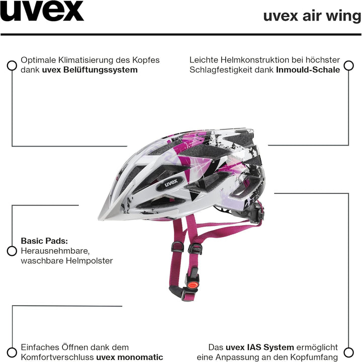 uvex air wing - leichter Fahrradhelm für Kinder - individuelle Grössenanpassung - erweiterbar mit LE