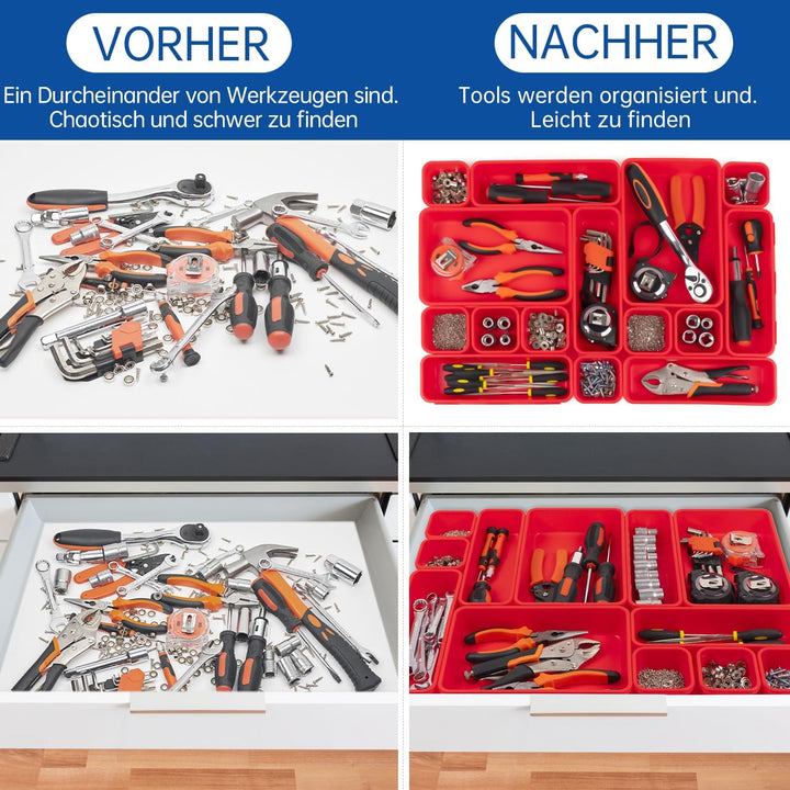 45 Stück Werkzeugkoffer Leer Organizer Sortierbox, Werkzeugaufbewahrung Schubladen Ordnungssystem We