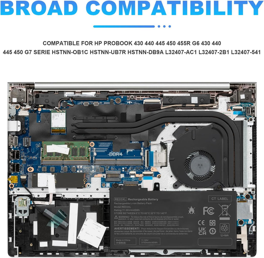 ASUNCELL 45Wh RE03XL Laptop Akku für HP ProBook 430 G6 440 G6 450 G6 455 G6 455R G6 HP RE03XL HSTNN-