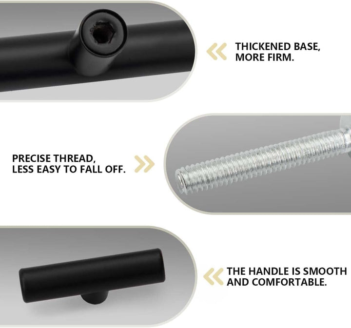 Bwintech 24 Pcs 50MM Matt Black Schrank Pull Griffe Küche T Bar Griffe, Edelstahl, Ideal für Schrank