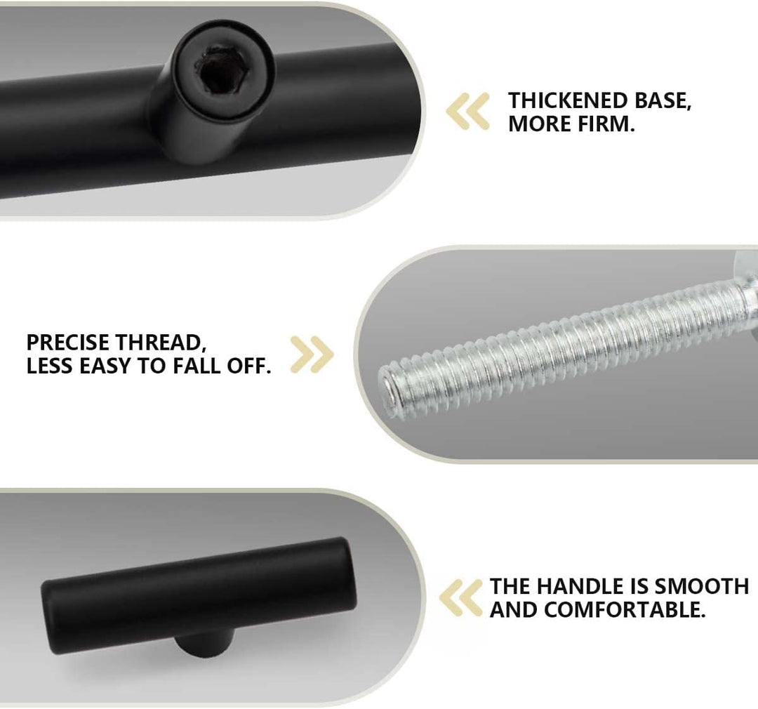 Bwintech 24 Pcs 50MM Matt Black Schrank Pull Griffe Küche T Bar Griffe, Edelstahl, Ideal für Schrank